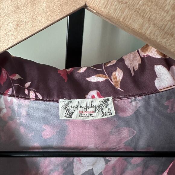 Free People Intimately Long Sleeve Floral Button Down Sleep Shirt XS - Picture 3 of 5